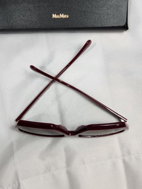 Max Mara Geometric Butterfly Rectangular Cat-eye Sunglasses Red Bordeaux Women